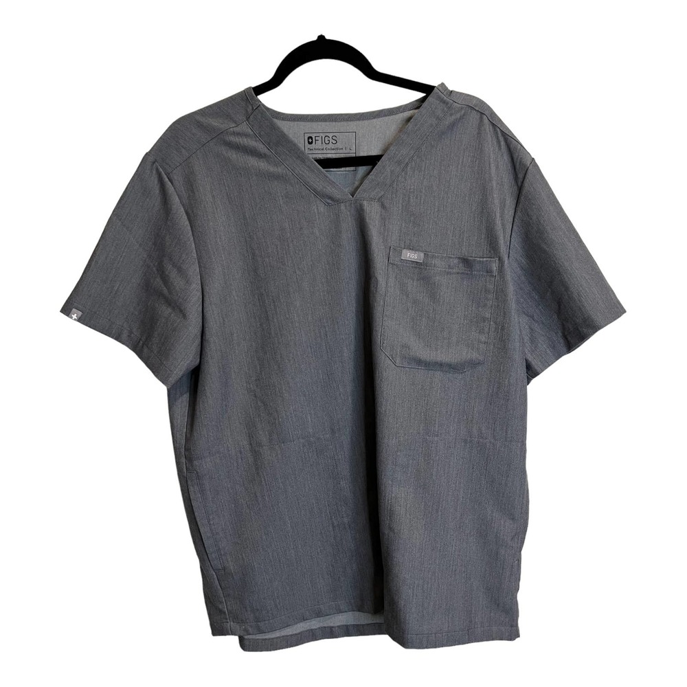 Figs Gray Technical Collection Short Sleeve Scrub Top Size Large